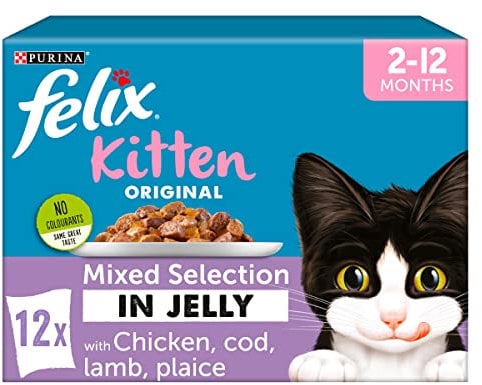 Felix Kitten Mixed Selection in Jelly Cat Food 12x100g, Pack of 4