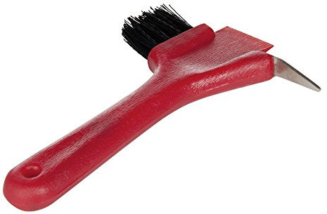 HKM 6302 Hufkratzer mit Bürste und Schieber, 17.5 cm, M, rot