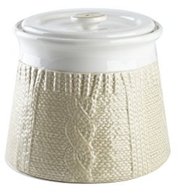 Kaffeedose / Vorratsdose aus Porzellan / Keramik, bicolor, weiß - sandfarbend, 1400 ml. Volumen, in schicker Strickoptik, aus der Kollektion Pullover von TOGNANA