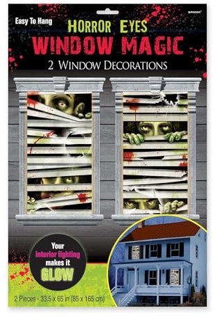Amscan International ltd 672193 Zombies Window Horror Magic Eyes Party Set, Multicolor