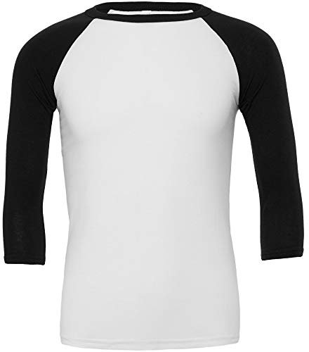 Canvas Mens 3/4 Sleeve Baseball T-Shirt (S) (White/Black)