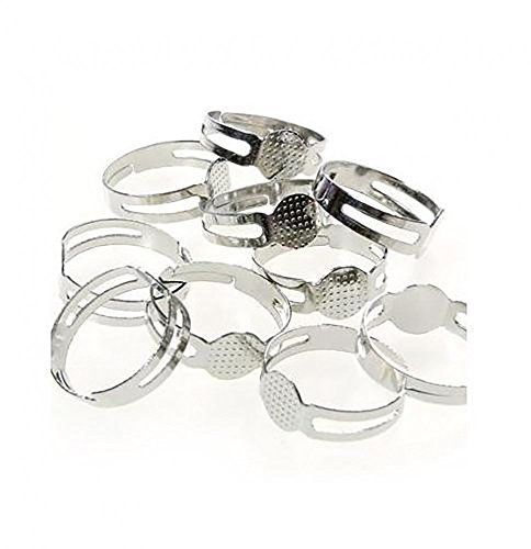 Verstellbare Halterungen Ringe für die Schmuckherstellung fimo Sieb 8 mm 10 Stück, grau