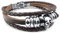 Konov Armband, Schmuck, für Herren, Gothic-Stil, Totenkopf-Anhänger, Leder, Legierung, Modeschmuck, Braun-silberfarben, mit Geschenktasche