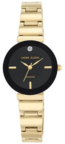 Anne Klein Women's Genuine Diamond Dial Bracelet Watch Gold/Black