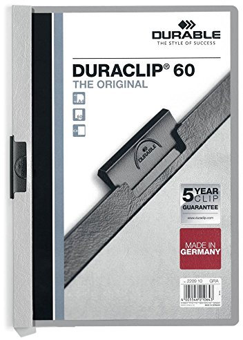 Durable Klemm-Mappe Duraclip Original 60 (für 1-60 Blatt A4), 25 Stück, anthrazit/grau, 220957