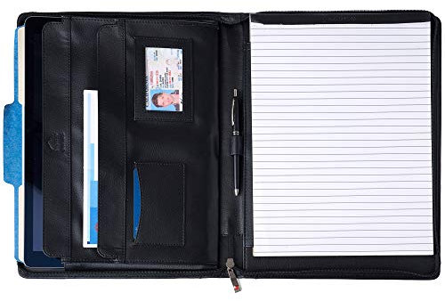 Alpine Swiss Genuine Leather Writing Pad Portfolio Business Case for Left & Right Handed Use with Tablet Sleeve Black
