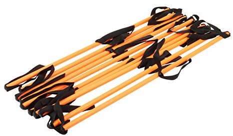 Vinex - Doppel - Koordinationsleiter 4m, Agility Leiter, Trainingsleiter mit festen Verbindungen für Fußball, Fitness & Leichtathletik, in Orange inkl. Transportbeutel