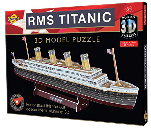 Cheatwell Games 02323 BYO 3D Puzzle Titanic, White, Red, and Black