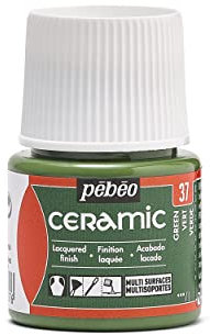 Pébéo - Ceramic - Couleur Opaque pour Terre Cuite, Céramique et Faïence - Effet Brillant - Finition Laquée - Flacon 45 ml, Vert