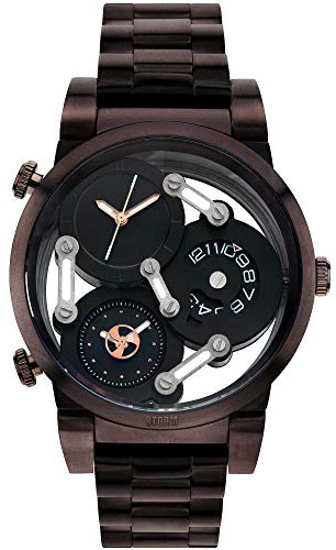 Storm Herren-Armbanduhr Tri-Mez Brown Edelstahl 3 Zeitzonen analog Quarz 47236/BR