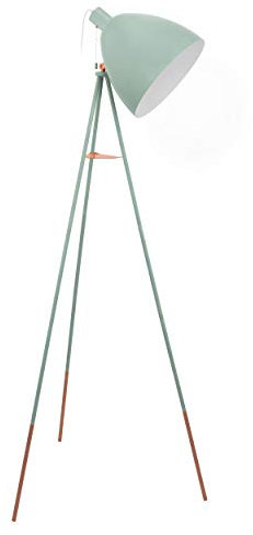 EGLO Dreibein Stehlampe Dundee, Vintage Stehleuchte, Tripod Standleuchte aus Stahl in mintgrün, Fassung: E27, inkl. Zugschalter