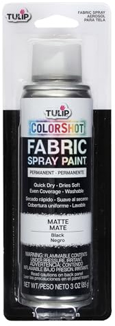 Tulip ColorShot Instant Fabric Spray Paint, Permanent Color Spray-On Fabric Paint, 3oz. Black