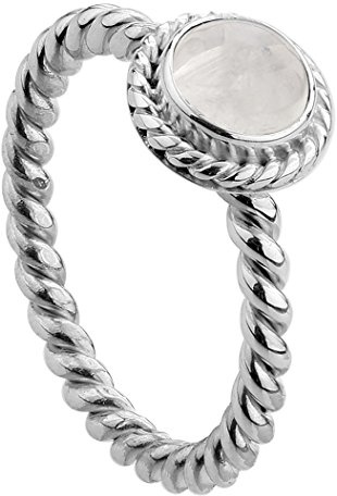 Nenalina Ring Silber 925 Damen Silberring Damenring mit 6 mm Mondstein | (weiß)