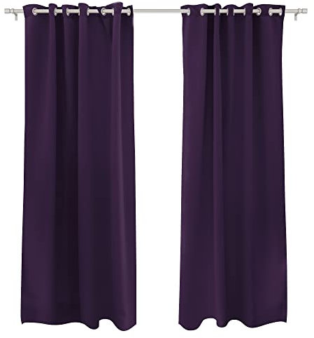 Victoria M. Aurora Verdunkelungsvorhang Blickdicht, Thermovorhang, Ösenvorhang, Schallschutz Vorhang 140 x 245cm, Aubergine, 2er Pack