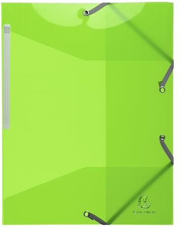 Exacompta - Ref 55673E - Iderama PP Collection - Translucent Elasticated 3-Flap Folder - Suitable for A4 Documents, 0.5mm Polypropylene - Lime Green (Pack of 15)