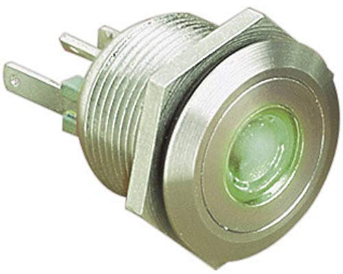 Bulgin MPI001/28/GN Vandalismus-Drucktaster, 24 V/DC, 0,05 A, 1 x Aus/(ON), grüne Erinnerung (Ø x L), 22 mm x 32,7 mm IP