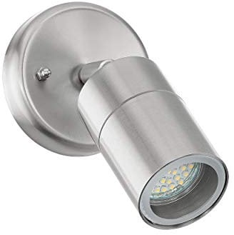 EGLO LED Außen-Wandlampe Robledo, 1 flammige Außenleuchte, Wandspot aus Edelstahl in Silber und Glas, GU10 Fassung, IP44