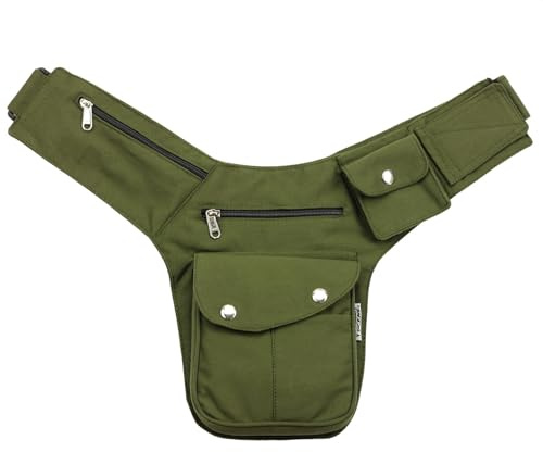 Freak Scene Tasche - Gürteltasche - Buddy - grün-Oliv - silberfarben - Bauchtasche - Hüfttasche