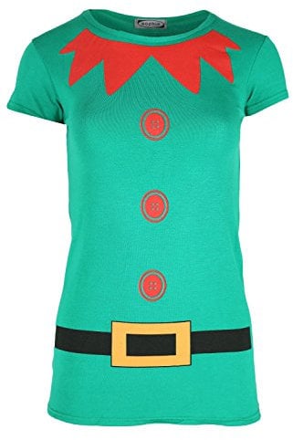 Fashion Star Womens Pudding Funny Boobs Novelty Xmas Tshirt Elf Costume Green Plus Size (UK 20/22)