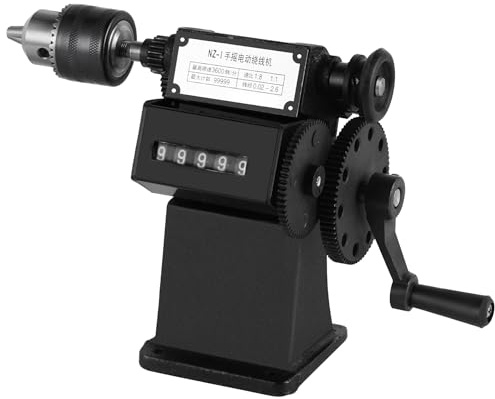 MXBAOHENG Manuelle Spulenwickelmaschine 99999 mit Spannzange 1,5-13 mm NZ-1 | 2 Drehzahlstufen, Drehzahlverhältnis 1:8/1:1, max. Wickelgröße 10×15 cm Zweireihige Zählender Spulenwickler für Draht/Kupfer