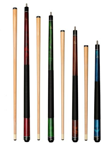 Set of Aska Mixed Length Cues LS, Canadian Hard Rock Maple Billiard Pool Cue Sticks, Short, Kids Cues