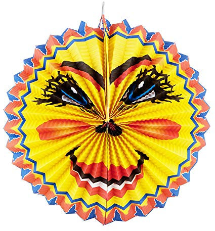 Idena 8312518 - Laterne Sonne, Durchmesser 26 cm, Papier, Lampion, St. Martin, Lichterfest, Laternenumzug, Advent, Weihnachten, Dekoration