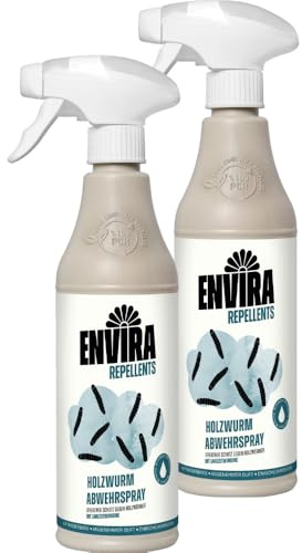 Envira Holzwurmspray 2 x 500 ml - hochwirksam gegen Holzbock und Holzwurm | Effektives Holzwurmmittel und Holzwurmschutz mit Langzeitwirkung - Mittel gegen Holzwürmer für innen