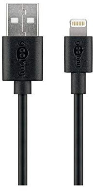 Goobay 63523 Lightningkabel 1m / Apple Lightning auf USB A Ladekabel / High Speed 480 Mbits / Aufladekabel Handyladekabel iPad iPhone AirPods / Schwarz / 1m