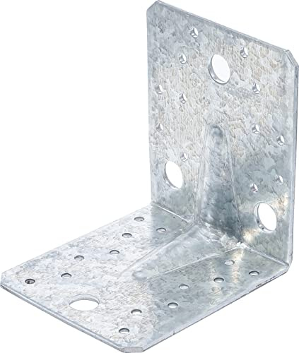 BGS Diy 80941 | Winkelverbinder | mit Sicke | 105 x 105 x 90 x 3 mm | verzinkt | Bohrungen an beiden Schenkeln