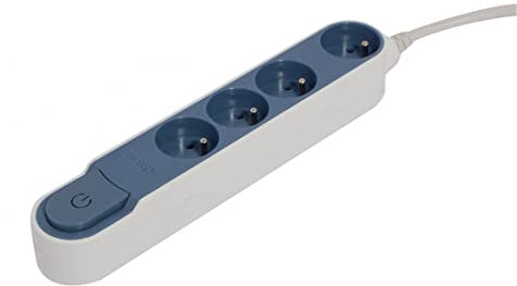CHACON Bloc multiprise Design Blanc/Bleu avec Interrupteur - 4 x 16A - 1,5 m