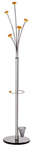ALCO-Albert 2803 - Portemanteau, couleur argent, avec 5 crochets et porte-parapluies, sur pied, env. 38 x 188 cm