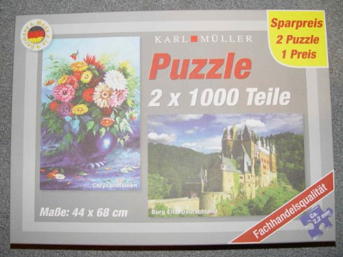 Karl Müller Puzzle 2 x 1000 Teile - Chrysanthemen & Burg Eltz