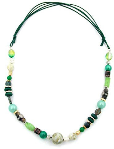 Collier, hellgrün-dunkelgrün-tricolor 85cm