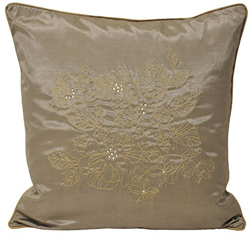 Paoletti Elegance Bedroom Couture Chic Faux Silk Cushion Cover, Taupe, 45 x 45 Cm