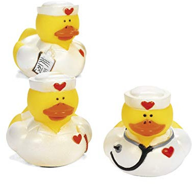 Palandi Gummienten als Krankenschwestern mit Herz 3 Stück Gummi-Ente, Spritzente