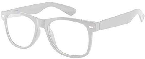 Boolavard TM Sonnenbrille Nerdbrille retro Art. 4026 (Weiß Klar)