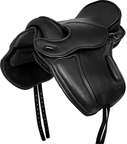 A&M Reitsport Baumloser Dressur Sattel LEEDS aus Rindsleder Schwarz, Größe:17 Zoll