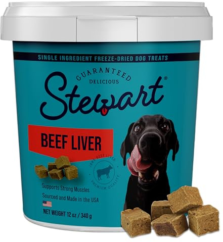 Stewart 100% Beef Liver Dog Treats, 12 oz Tub, ~270 Pieces, Freeze Dried Raw, Single Ingredient, 50% Protein Training Treats or Meal Topper, Grain Free, Gluten Free