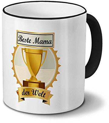printplanet Tasse mit Namen Beste Mama der Welt - Motiv Pokal - Namenstasse, Kaffeebecher, Mug, Becher, Kaffeetasse - Farbe Schwarz