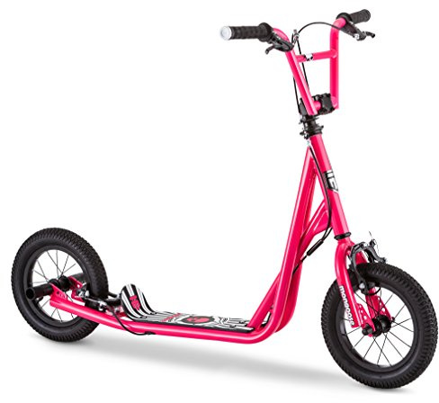 Mongoose Expo Youth Scooter, Front and Rear Caliper Brakes, Rear Axle Pegs, 12-Inch Inflatable Wheels, Non Electric