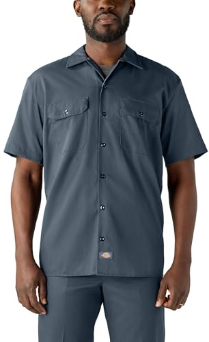 Dickies Men's Work Shirt Short Sleeves - Blue, XL