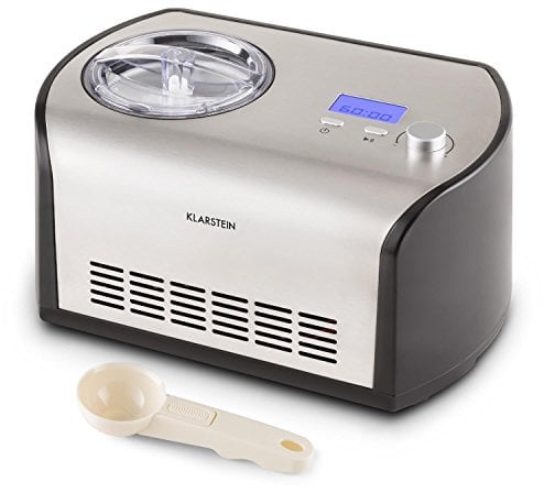 Klarstein Snowberry & Choc - macchina gelato , 135 Watt , 1,2 litri , Funzione di raffreddamento , Timer , 30-40 min , Display LED , Facilità di pulizia , Incl. Consigli di prescrizione , Argento