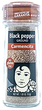 Carmencita Pimienta Negra Molida, Sin gluten, Tarro de Cristal con Tapón Dosificador 52g
