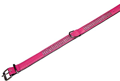 Nobby Halsband Crystal dreireihig, Fuchsia/schwarz 52 cm (38-46 cm), 22/24 mm, 1 Stück