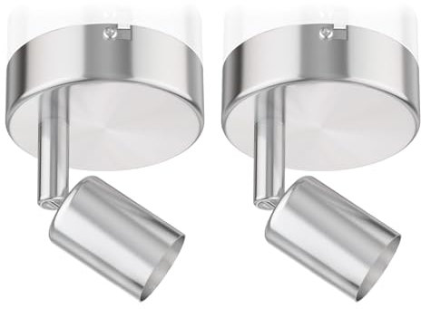 ledscom.de 2 Stück Deckenleuchte/Wandleuchte LUNARA, edelstahl matt, 1x GU10 max. 25W