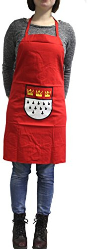 KarnevalsTeufel.de 1-TLG. Schürze Kölnwappen rot-weiß mit Kölnwappen Kölnmotiv Koch- oder Grillschürze Einheitsgröße