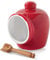 WM Bartleet & Sons 1750 T345R Traditional Porcelain Small Pig with Wooden Salt Serving Spoon-Red,9cm