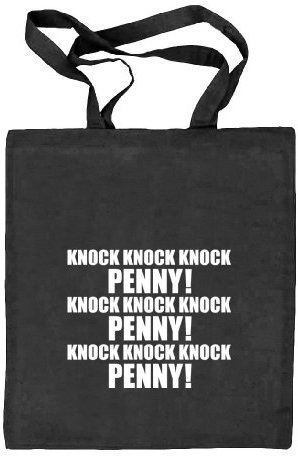 Shirtstreet24, KNOCK KNOCK KNOCK - PENNY! Stoffbeutel Jute Tasche (ONE SIZE), Größe: onesize,schwarz natur