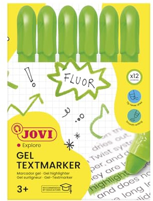 Jovi - Estuche, 12 marcadores con gel, color verde (1818) | Retráctil, no se seca y no traspasa el papel, larga duración, tapón de seguridad