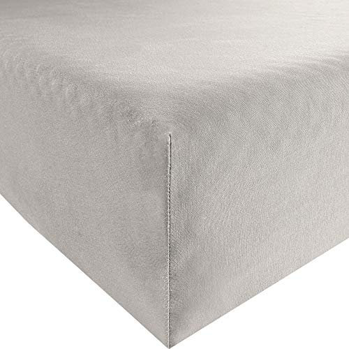 REDBEST Jersey-Stretch Spannbettlaken San Francisco 100% Baumwolle, Silber Größe 140x200 cm - 160x200 cm - weiche Qualität, bügelfrei, Rundumgummi, bis 20 cm Höhe